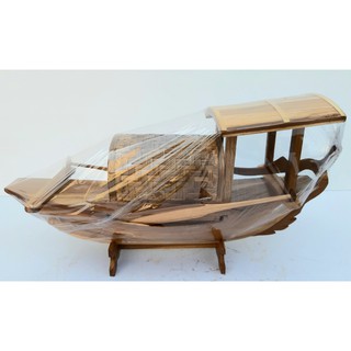 เรือแจวโบราณ ทำด้วยไม้สัก ยาว 16 " กว้าง 5 " งานHANDMADE สำหรับประดับตกแต่งบ้านเรือน