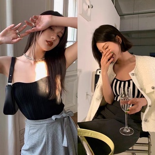 Korea Tube Top🖤🤍เกาะอกผ้ายืดร่อง