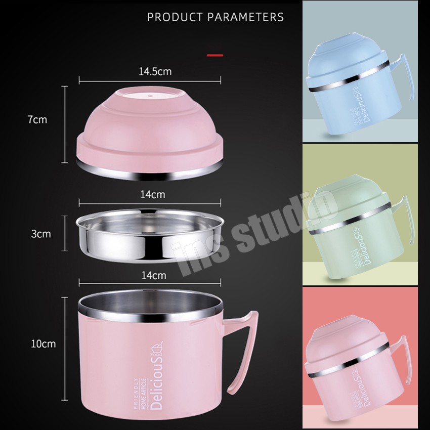 กล่องข้าวพกพา-lunch-box-กล่องใส่อาหาร-ถ้วยชามสแตนเลส-ชามมีฝาปิด-กล่องอาหาร-ชามเก็บความร้อน-กล่องข้าว