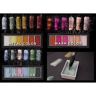 เซต สีน้ำวิ้งๆ SeamiArt สีเมทัลลิค จำนวน 6 สี สีน้ำ