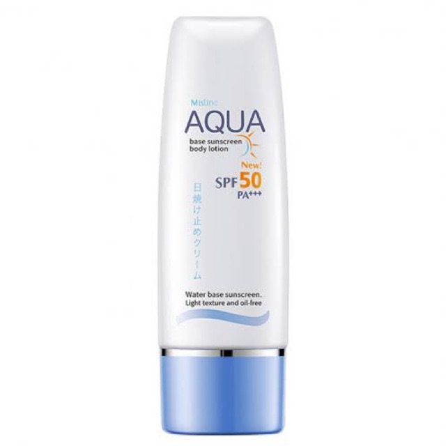 มิสทิน อะควา เบส ซันสกรีน บอดี้ โลชั่น เอสพีเอฟ 50 พีเอ+++ 70 มล. Mistine  Aqua base sunscreen body lotion SPF50pa+++ | Shopee Thailand