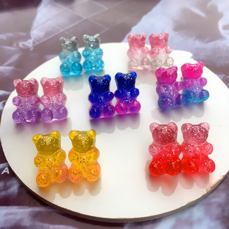 stock-เครื่องประดับต่างหูรูปหมีสีสันสดใส