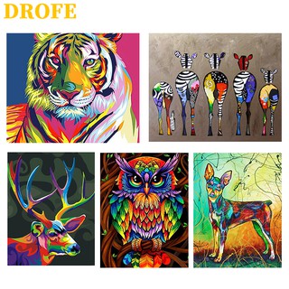 DROFE ภาพระบายสีตามตัวเลข ของขวัญ DIY 【ขนาด : 50X40 ซม】