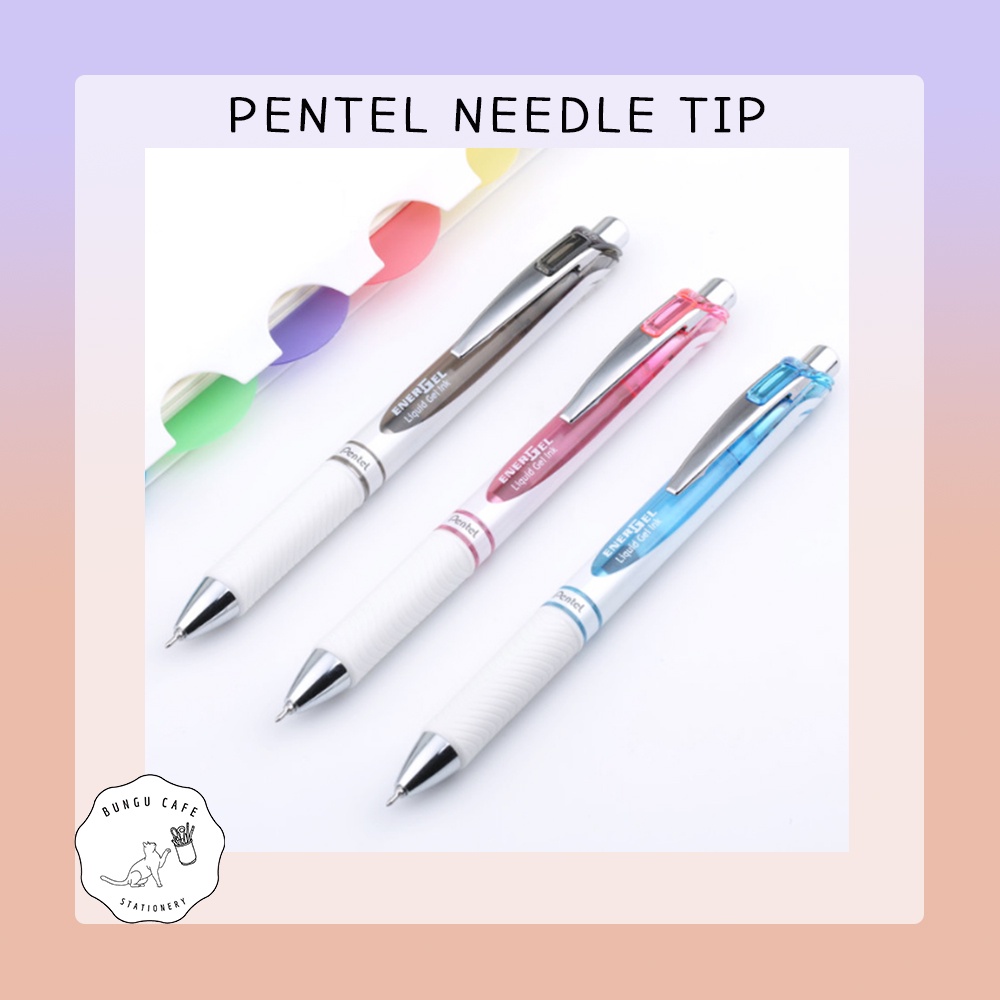 pentel-ปากกาเจล-energel-needle-tip-metal-tip-ปากกาเจล-เอเนอร์เจล-ขนาด-0-5-0-7-1-0-มม