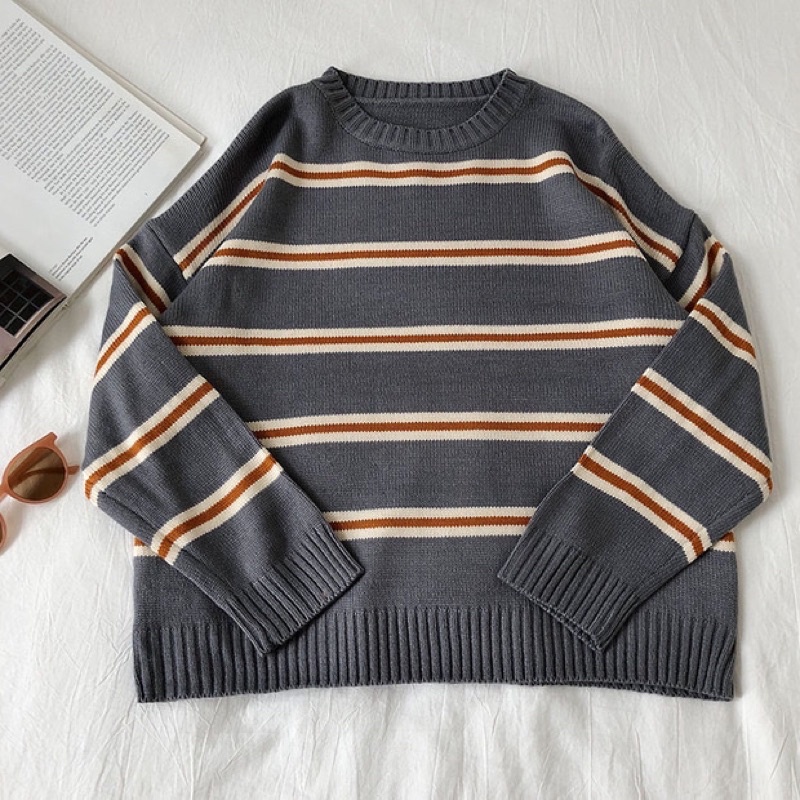 conycolours-striped-sweater-เสื้อไหมพรมลายทาง-แขนยาว