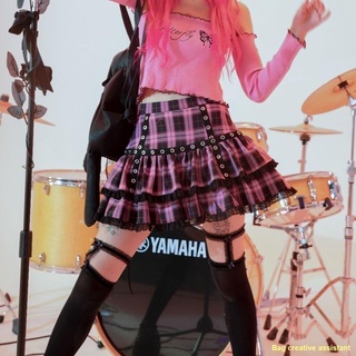 มีสินค้า🍑💜มินิสเกิร์ต Cool Punk Harajuku Rock Babes กระโปรงสตรีเอวสูง Tutu