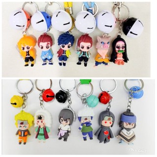 พวงกุญแจ ดาบพิฆาตอสูร และนารูโตะ เซต 6 ชิ้น ขนาดประมาณ 6 cm Anime Keychain Demon Slayer: Kimetsu no Yaiba