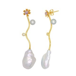 A.CEMI Mallow Nami Earring Baroque Pearl มุกแท้ ต่างหูมุกแท้ ต่างหูเงินแท้ ชุบทอง 18K โรสโกลว์