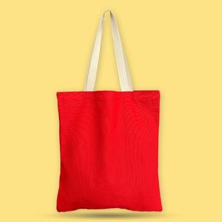 ถุงผ้าดิบ กระเป๋าผ้าลดโลกร้อน ผ้าแคนวาส สีแดงใบเดียวราคาส่ง