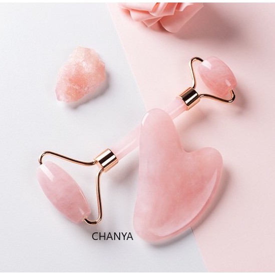 ลูกกลิ้งหินนวดหน้า-กัวซา-นวดหน้า-หน้าเรียว-หยกนวดหน้า-หน้าใส-โรสควอตซ์-พร้อมส่ง