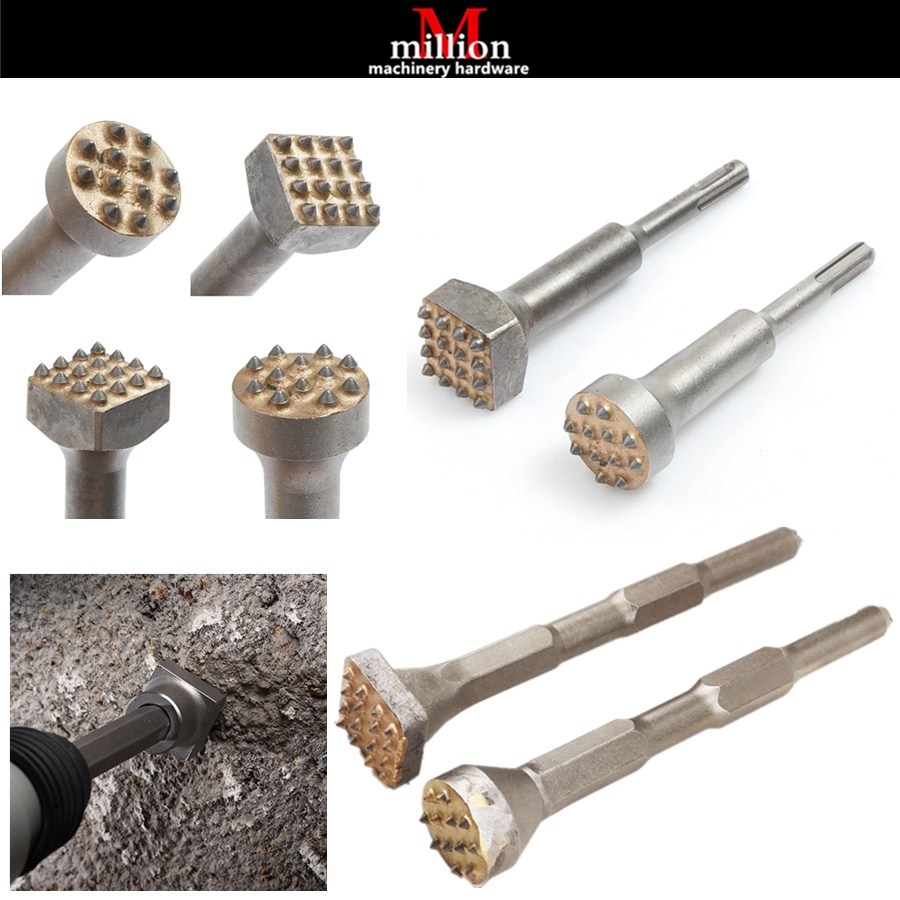 SDS Plus Hex Bushing ค้อนสิ่วจุด Groove Gouge แบนรอบสิ่วค้อนบิตหิน Slab ...
