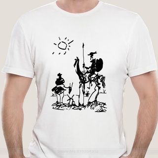เสื้อยืดผู้ชายอินเทรนด์ในยุโรปและอเมริกาเสื้อยืดแขนสั้นลําลอง พิมพ์ลาย Picasso Don Quixote เหมาะกับของขวัญ สไตล์ฮิปฮอป แ