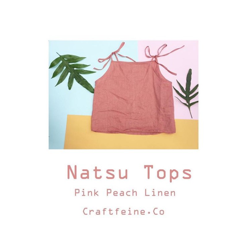 natsu-tops-เสื้อสายเดี่ยวผูกไหล่ผ้าลินิน-pink-peach
