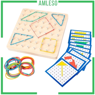 [Amleso] ของเล่นไม้ Montessori Geoboard ของเล่นคณิตศาสตร์กราฟฟิค