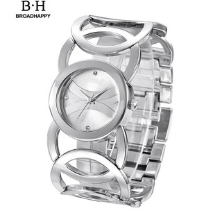 broadhappy👍นาฬิกาแท้⌚ผู้หญิง Rhinestone เงาสแตนเลสกำไลนาฬิกาข้อมือนาฬิกาข้อมือ Quartz