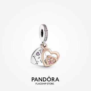 Pandora ชาร์มคู่ ชุบทอง 14K จี้รูปหัวใจ ของขวัญวันหยุด สําหรับผู้หญิง p804