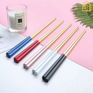 Stainless Steel Glossy Chopsticks / Creative Metal  Square Chopstick / Home Kitchen Tableware