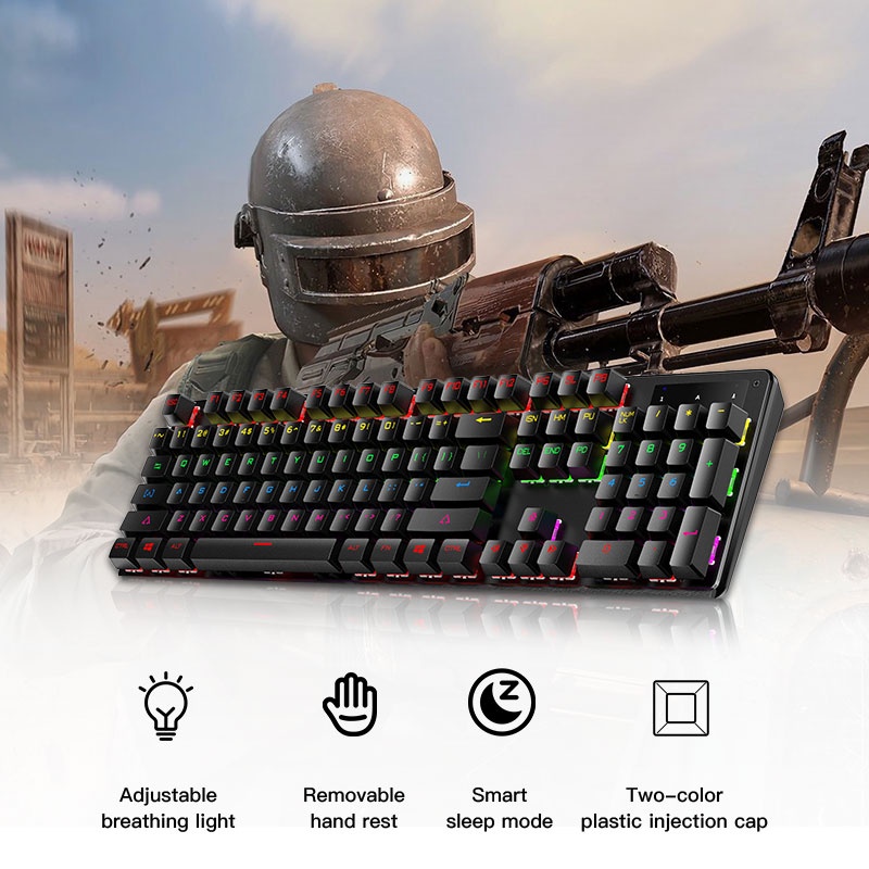 ราคาและรีวิวLDD LED Gaming Mechanical Keyboard แล็ปท็อปในการเล่นเกมหรือทำงาน 104 Keys Backlit คีบอร์ดเกมมิ่ง blue switch