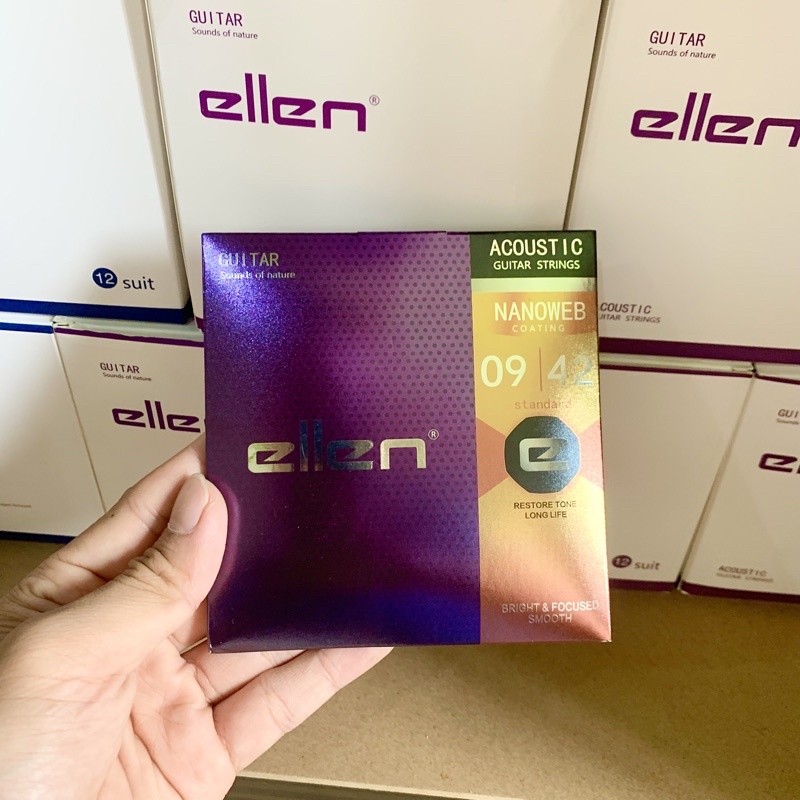 สายกีต้าร์เคลือบกันสนิม-ellen-สายกีต้าร์โปร่ง-แถมปิ๊กกีต้าร์ทุกชุด-กันสนิมได้นานกว่าสายปกติ