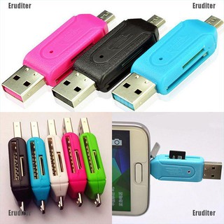 Eruditer 2-in-1 อะแดปเตอร์การ์ดรีดเดอร์ Micro USB 2.0 OTG SD TF สําหรับ Android Samsung Mobile