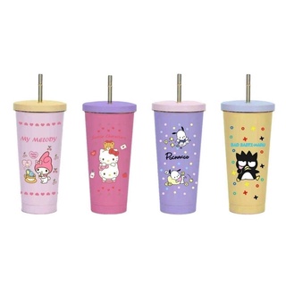 แก้วน้ำ กระบอกน้ำ แก้วเก็บความเย็น Sanrio ขนาด 500 ml. มีหลอดและแปรงล้างในตัว งานชนช็อป น่ารักมากๆคะ