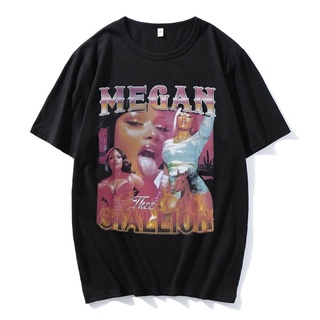 เสื้อยืดผ้าฝ้ายพิมพ์ลาย เสื้อยืดแขนสั้น พิมพ์ลายกราฟฟิค Rap Singer Megan Thee Stallion สไตล์วินเทจ สําหรับผู้ชาย และผู้ห