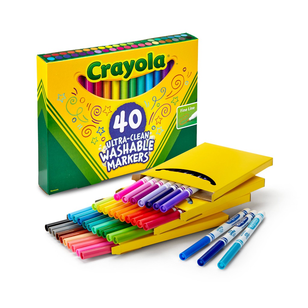 crayola-สีเมจิกล้างออกได้อัลตร้าคลีน40สี-หัวเล็ก