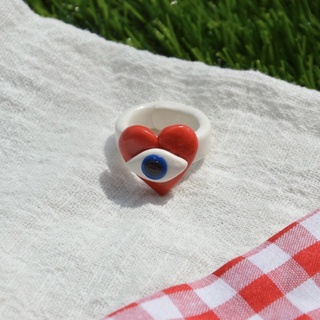 แหวนดินปั้น(clay ring)หัวใจมีตา