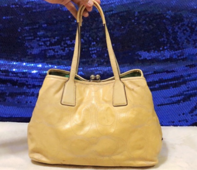 coach-signature-patent-leather-carryall-shoulder-handbag-แท้