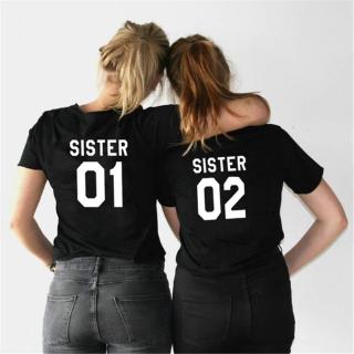 Women Fashion Summer  Best Friends T Shirt SISTER 01 SISTER 02 SISTER 03 Tee Shirt Short Sleeve Sister Outfit -