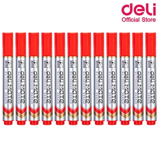 Deli U00340 Dry Erase Marker ปากกาไวท์บอร์ดปลอดสารพิษ ไม่มีกลิ่นฉุน แพ็ค 12 แท่ง หมึกสีแดง เครื่องเขียน ปากกาไวท์บอร์ด ไวท์บอร์ด