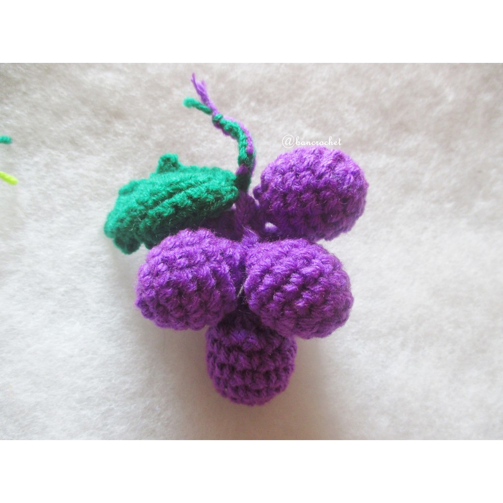 องุ่นม่วงถักโครเชต์-grape-fruit-crochet-ผลไม้ถัก