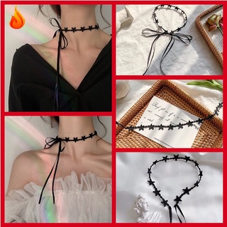star ribbon lace tie star necklace simple temperament girl necklace princess collarbone chain LQZ