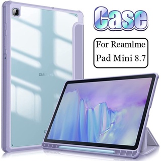 เคสแท็บเล็ต อะคริลิคใส ฝาพับอัจฉริยะ พร้อมช่องใส่ดินสอ สําหรับ Realme Pad Mini 8.7 นิ้ว