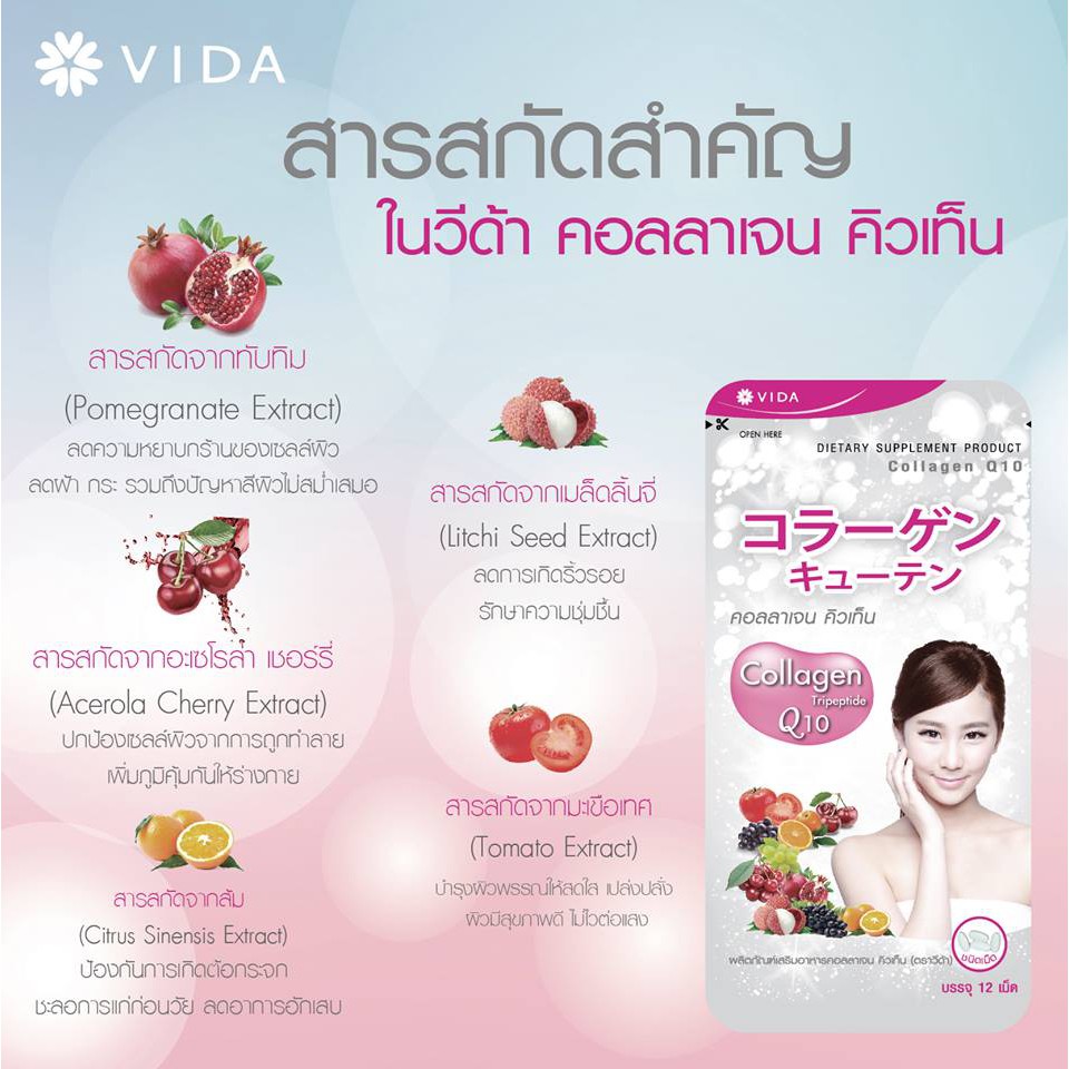 ภาพสินค้าVida Collagen Q10 คอลลาเจน 1 ซอง (12 เม็ด) จากร้าน gluta_thai บน Shopee ภาพที่ 4