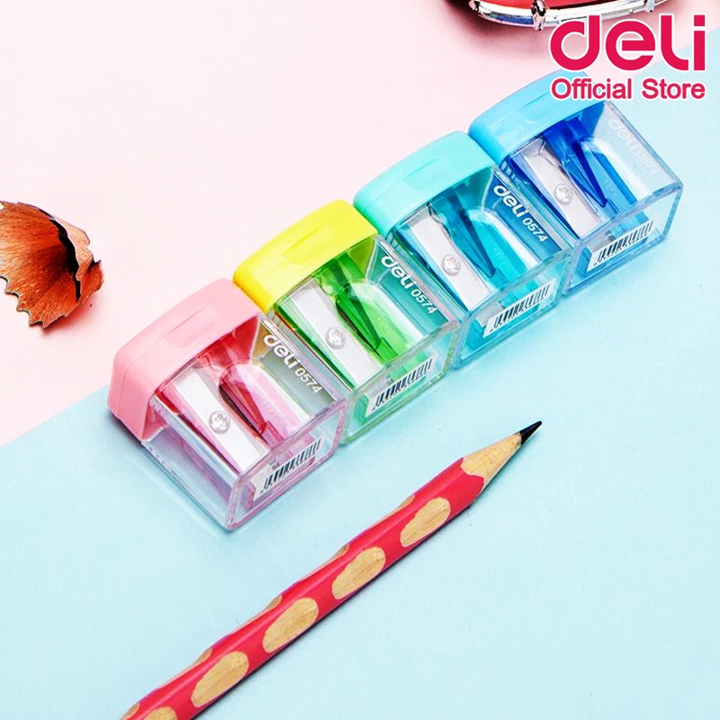 deli-0574-pencil-sharpener-กบเหลาดินสอรูปทรงสีเหลี่ยม-คละสี-1-ชิ้น-กบเหลาดินสอ-กบ-เครื่องเขียน-กบเหลาดินสอ-school