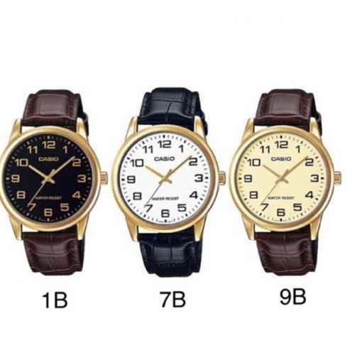 ภาพหน้าปกสินค้าCasio Standard นาฬิกาข้อมือผู้ชาย สายหนัง รุ่น MTP-V001GL,MTP-V001GL-1B,MTP-V001GL-7B,MTP-V001GL-9B
