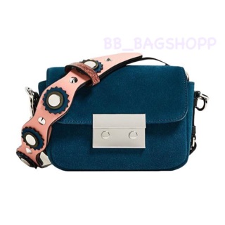 ZARA DOUBLE LOOK LEATHER MINI CROSSBODY BAG (outlet) สีเขียวหัวเป็ด