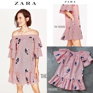 Open Shoulder Bird Print Dress