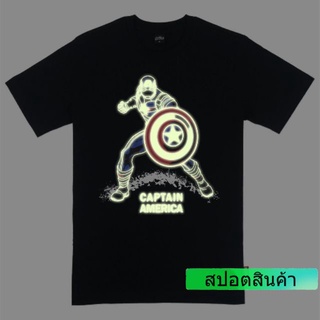 แฟชั่นยูนิเซ็กซ์ↂ❉♘เสื้อยืดมาร์เวล กัปตันอเมริกา MARVEL-9244-CAP เรืองแสงในที่มืด