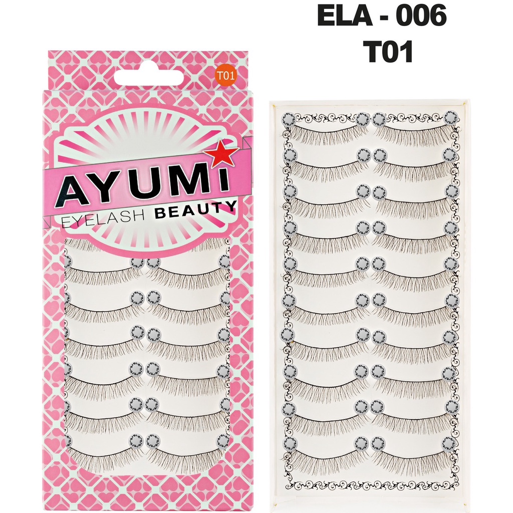ayumi-eyelash-ela-006-แพ็คเกจใหม่-10-คู่-สุดคุ้ม-ก้านเล็กโค้งงอนรับดวงตาทุกรูปแบบ