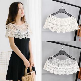 Women 2021 New Korean Style Hollow Shawl Lace Small All-around Hollow Blouse Women's Summer Small Cantilevered Sleeveless Shirt Ready Stock