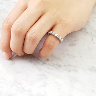 💍✨WR-20 แหวนเพชร CZ แหวนรอบนิ้ว 2.6 mm แหวนเงิน 925 เครื่องประดับออกงาน แหวนหมั้น เทียบเพชรแท้ By Mora Jewelry Diamond