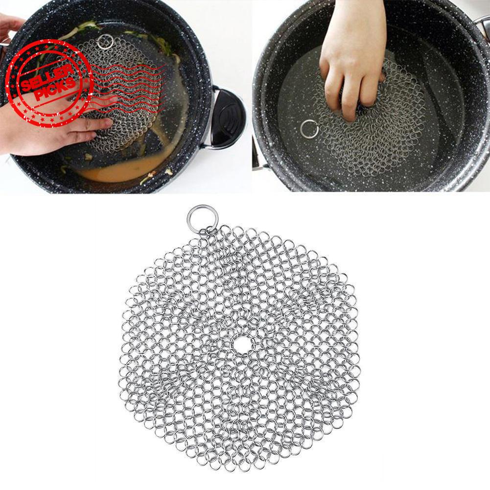 Stainless Steel Cast Iron Cleaner Chain mail Scrubber Tool Q4V3 Coo