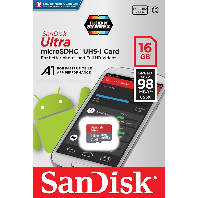 ภาพสินค้าSandisk MicroSD Card Ultra Class10 A1 16GB 32GB 64GB 128GB Speedสูงสุด140MB/s ใส่ โทรศัพท์ แท็บเล็ต Andriod จากร้าน thieye_officialstore บน Shopee ภาพที่ 2