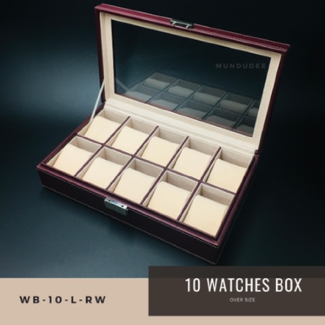 ภาพหน้าปกสินค้ากล่องใส่นาฬิกา 10 เรือน, 10-Slot Leather Watch Box จากร้าน mundudee บน Shopee