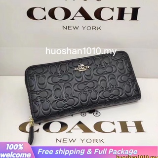 Outlet ส่วนลด🌈 Coach 39631 กระเป๋าสตางค์ใบยาว กระเป๋าสตางค์แฟชั่นสตรี มีซิป ลาย C