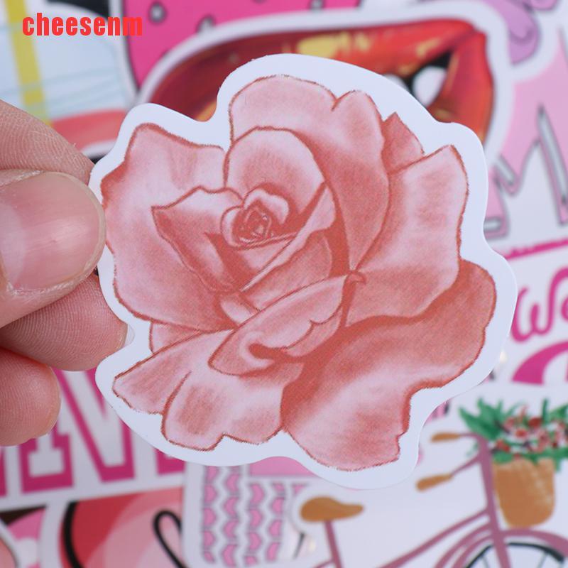 cheesenm-สติกเกอร์-ลายการ์ตูนเด็กผู้หญิง-สีชมพู-สําหรับติดตกแต่งกระเป๋าเดินทาง-แล็ปท็อป-กีตาร์-รถยนต์-diy-50-ชิ้น