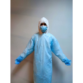 ภาพขนาดย่อของสินค้าพร้อมส่งด่วน  ชุด (CPE) ชุดคลุม CPE isolation gown ปรับราคาลงคุณภาพเหมือนเดิม