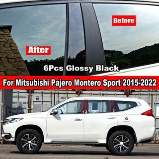 Hys ขอบเสาประตูหน้าต่างรถยนต์ สีดํา สําหรับ Mitsubishi Pajero Sport Montero Sport 2015-2023 6 ชิ้น